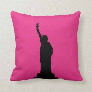 Heiß rosa und schwarze Statue des Liberty Pillow Kissen