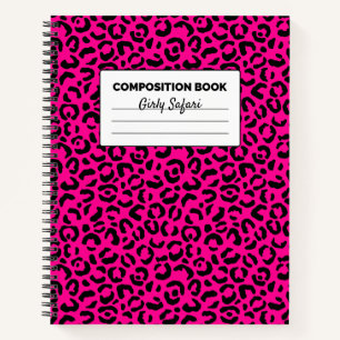 Heiß rosa und schwarzer Leopard Notizbuch