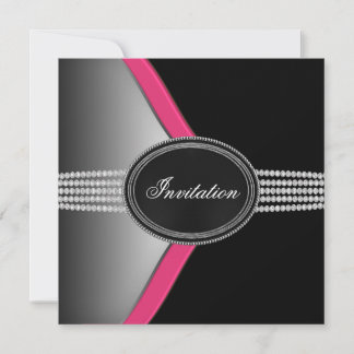 Heiß rosa und schwarzes Party Einladung