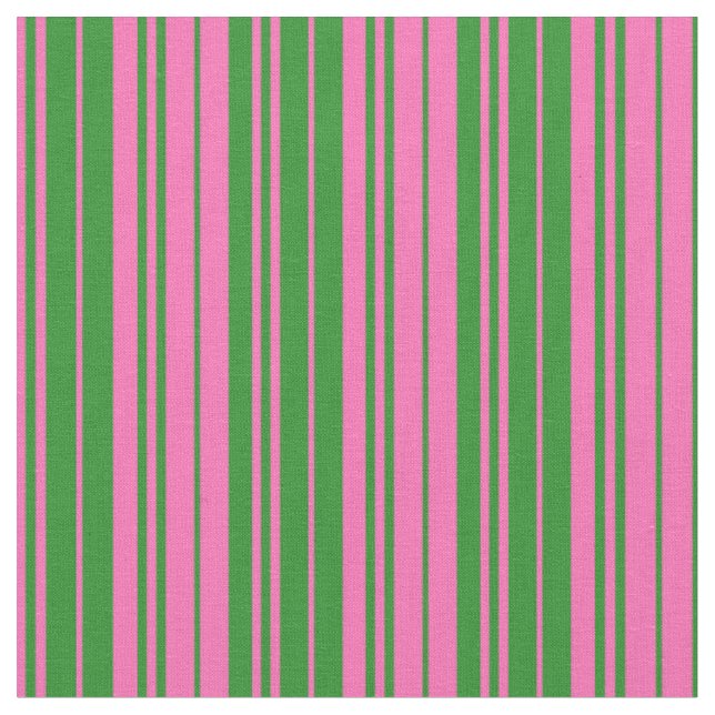 Heiß rosa und waldgrün gefärbte Linien Stoff (Nahaufnahme)