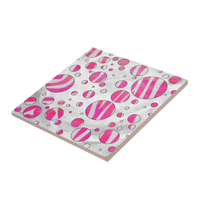Heiß Rosa und Weiße Zebra Punkte Fliese (Seite)