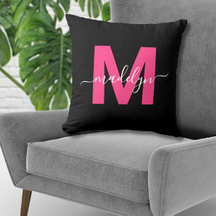 Heiß Rosa Weiblich Anfangsbuchstabe Name Monogramm Kissen
