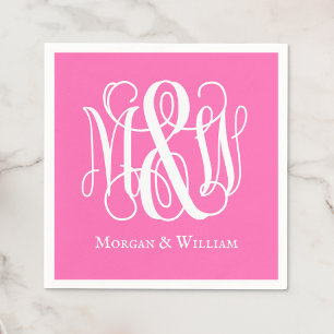 Heiß Rosa Weiß B&G Rebe Schrift Monogramm DIY BG Serviette