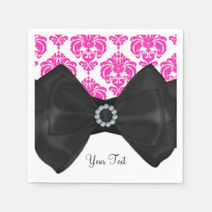 Heiß Rosa & Weiß Damast Glamour Schleife Sweet 16  Serviette