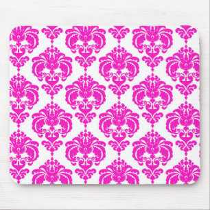 Heiß Rosa Weiße Damast Chic Moderne Elegante Muste Mousepad