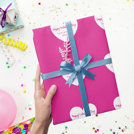 Heiß rosa, weiße Herzen Valentinstag Geschenkpapier