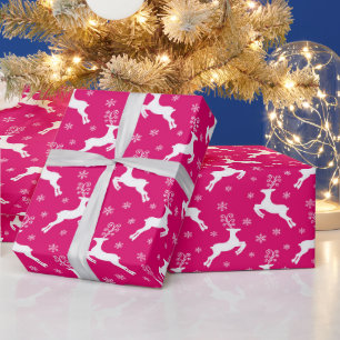 Heiß Rosa Winter Weihnachten Rentiere Geschenkpapier
