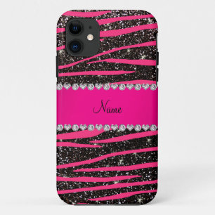 Heiß rosa Zebrastreifen schwarzer Glitzer rosa Str Case-Mate iPhone Hülle