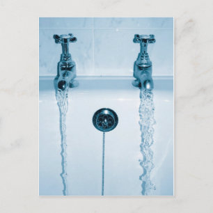 Heiß- und Kaltwasser, Badzeit, Running-Wasserhahn Postkarte