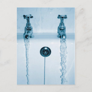 Heiß- und Kaltwasser, Badzeit, Running-Wasserhahn Postkarte