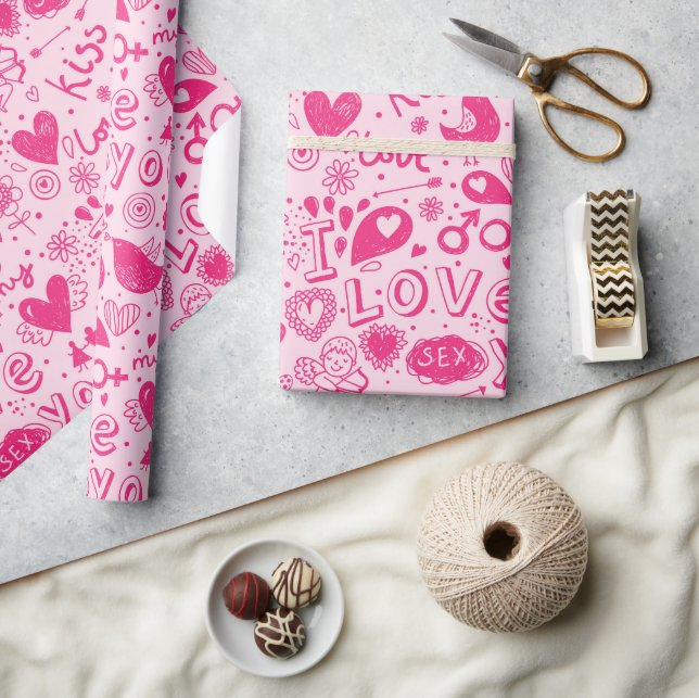 Heiß und weich rosa Muster Romantisches Wrapping P Geschenkpapier (Kunsthandwerk)