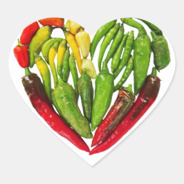 Heiß würziger, roter Chili Paprikaschoten Herz Herz-Aufkleber