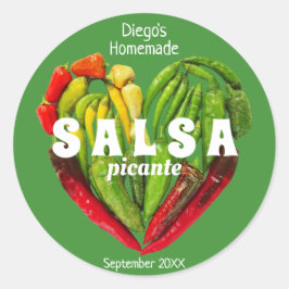 Heiß würziger, roter Chili Paprikaschoten Herzesse Runder Aufkleber