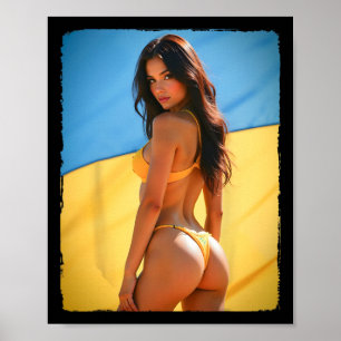 Heiße Bybe - Brünette Bikini-Schönheit mit ukraini Poster