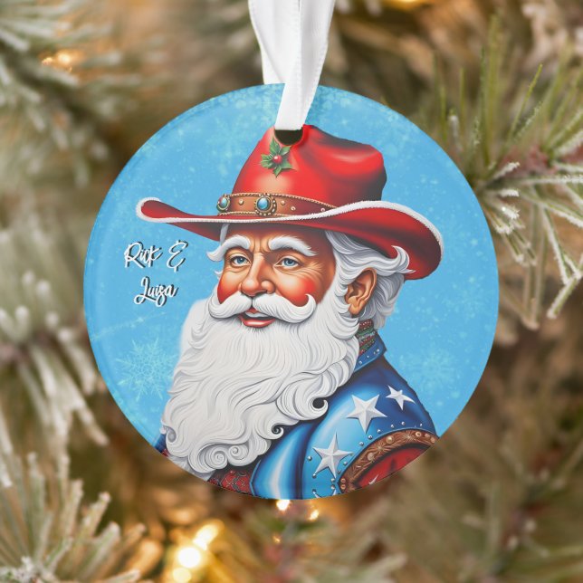 Heiße den Weihnachtsmann in einem Western Weihnach Ornament (Baum)