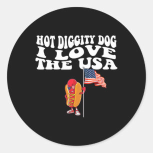 Heiße Diggity Dog Usa Amerikanische Flagge 4. Juli Runder Aufkleber