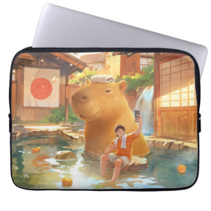 Heiße-Feder-Moment: Riesige Capybara-Selfie-Kunst Laptopschutzhülle
