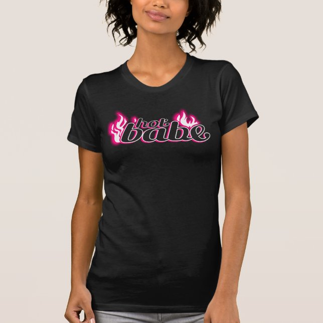 Heiße Flamme heiß rosa auf schwarz T-Shirt (Vorderseite)