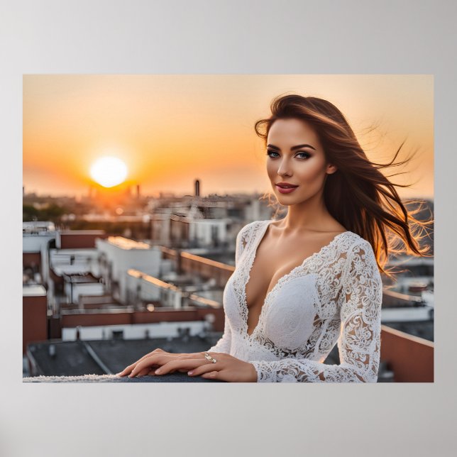 Heiße Frau auf dem Dach Poster (Vorne)