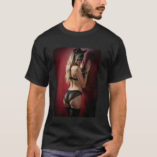 Heiße Frau auf T-Shirt für Männer Mädchen in Katz