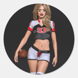 Heiße Fußballspielerin gegen Schwarz Runder Aufkleber