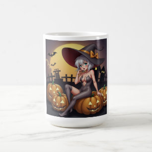 Heiße Hexe im Halloween-Kürbis-Patch Kaffeetasse