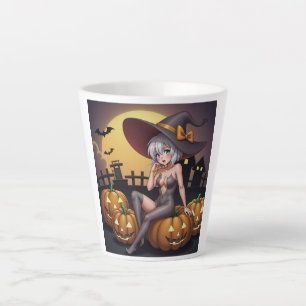 Heiße Hexe im Halloween-Kürbis-Patch Milchtasse