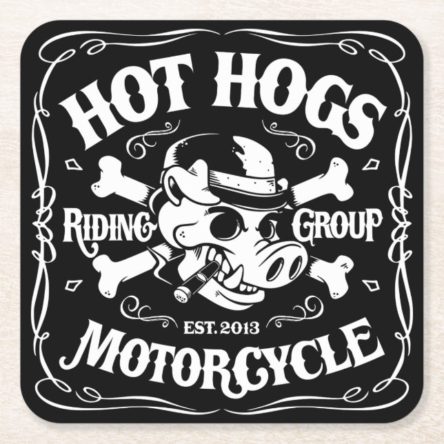Heiße Hogs™ Klassiker-Untersetzer Rechteckiger Pappuntersetzer (Vorderseite)