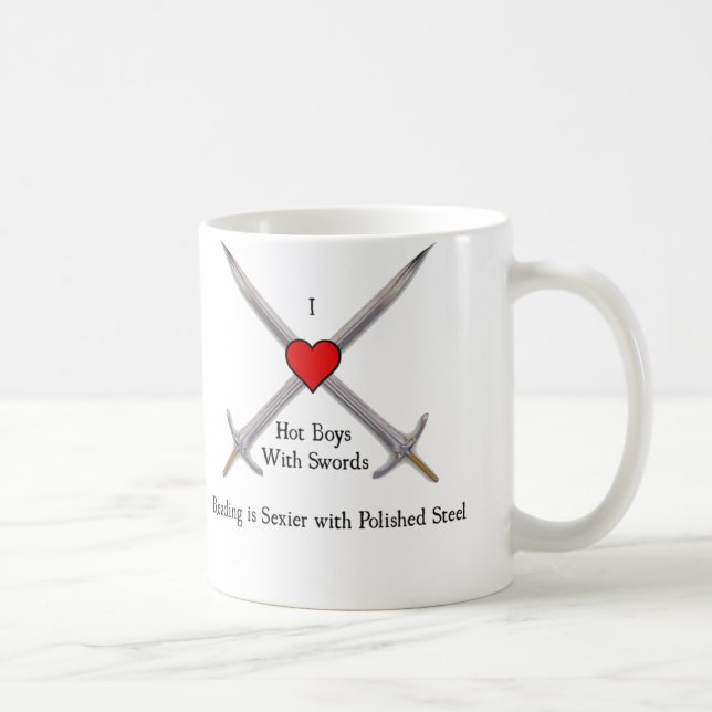 Heiße Jungen I <3 mit Schwertern Tasse (Rechts)