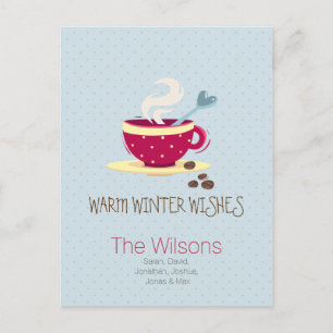 Heiße Kaffee Wärmste Winterwünsche Postkarten