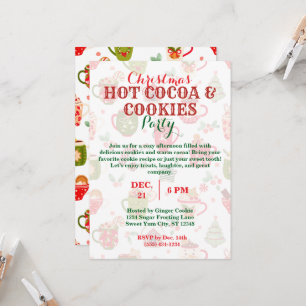 Heiße Kakao & Kekse Party mit Muster Einladung