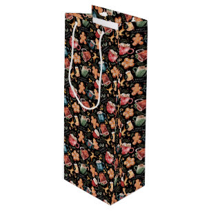 Heiße Kakao Lebkuchen Kekse Rustikale Weihnachten Geschenktüte Für Weinflaschen