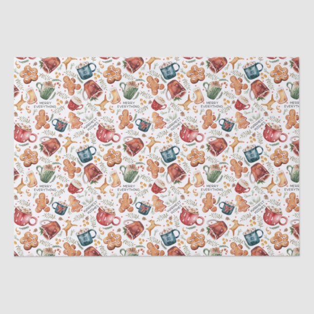 Heiße Kakao Lebkuchen Kekse Rustikale Weihnachten Seidenpapier (Vorderseite)