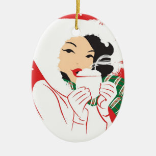 Heiße Kakao-Oval-Verzierung Keramik Ornament