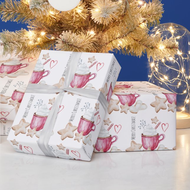 Heiße Kakao und Kekse Wasserfarbe Einladung Geschenkpapier (Feiertage)