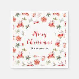 Heiße Kakao und Rote Poinsettias Serviette