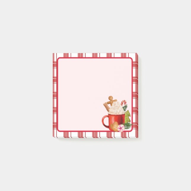 Heiße Kakaokoch Candy Cane Kariert Post-it Klebezettel (Vorderseite)