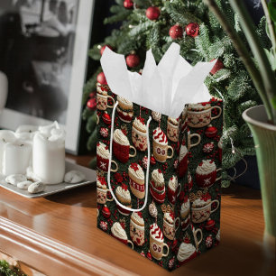 Heiße Kakaoweihe Weihnachtsbaumkugeln Gezwirntes M Mittlere Geschenktüte
