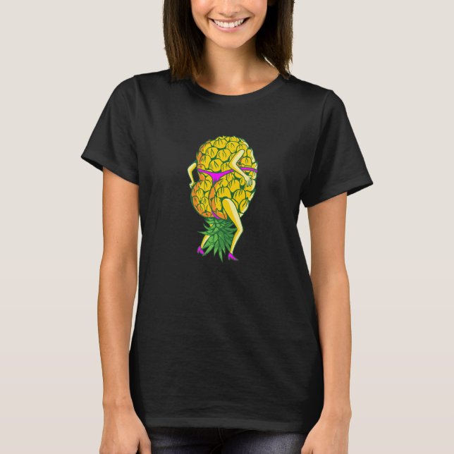 Heiße Kehrseite Auf dem Kopf stehende Ananas Swing T-Shirt (Vorderseite)