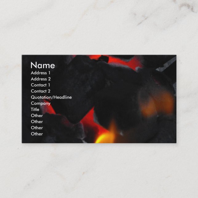 Heiße Kohlen-Visitenkarte Visitenkarte (Vorderseite)