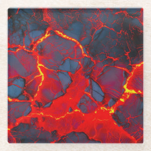 Heiße Lava-Oberfläche (Stil 1) Ölmalerei Glasuntersetzer