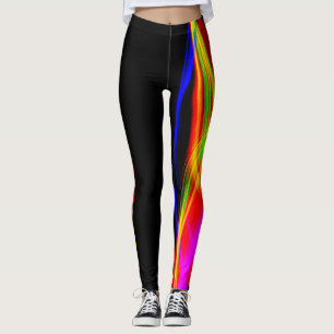 Heiße Leggings Schwarz und farbenfroh Rot Orange