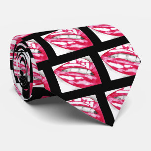 Heiße Lippen Fuschia/Schwarz Krawatte