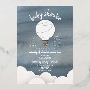Heiße Luftballon-Sterne Neutrale Babyparty Folieneinladung