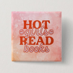 Heiße Mädchen lesen Bücher Button