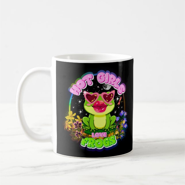 Heiße Mädchen lieben Frösche Lustiger Süßer Frosch Kaffeetasse (Links)