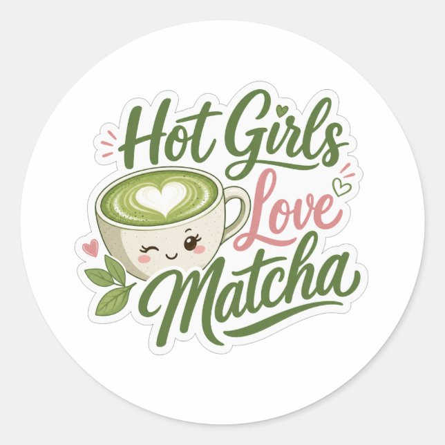 Heiße Mädchen lieben Matcha Runder Aufkleber (Vorderseite)