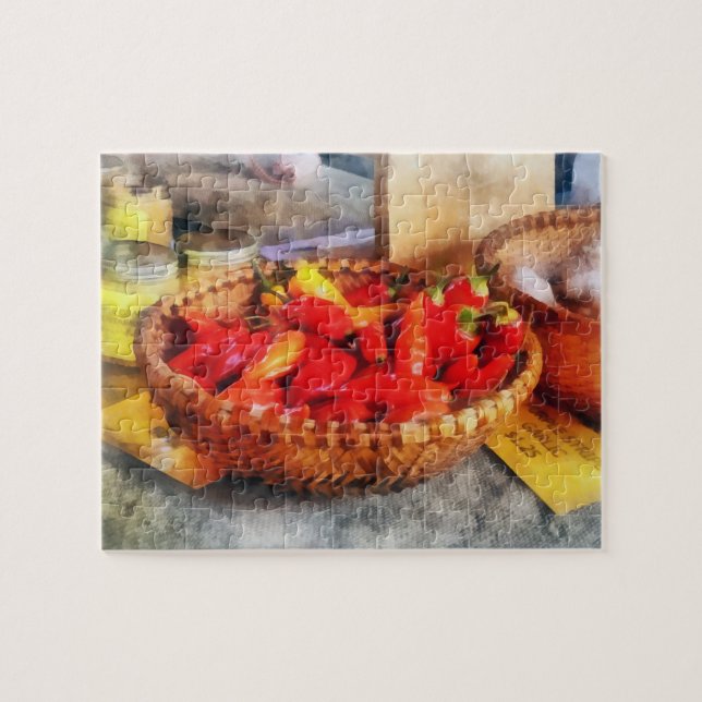 Heiße Paprikaschoten auf dem Markt für Bauern Puzzle (Horizontal)