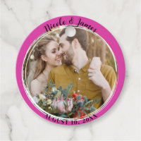 Heiße Pink-Minimal-Round-Foto-Hochzeit