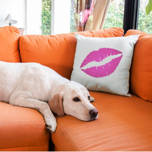 Heiße Pink Ombre Lippenstift-Kuss Kissen